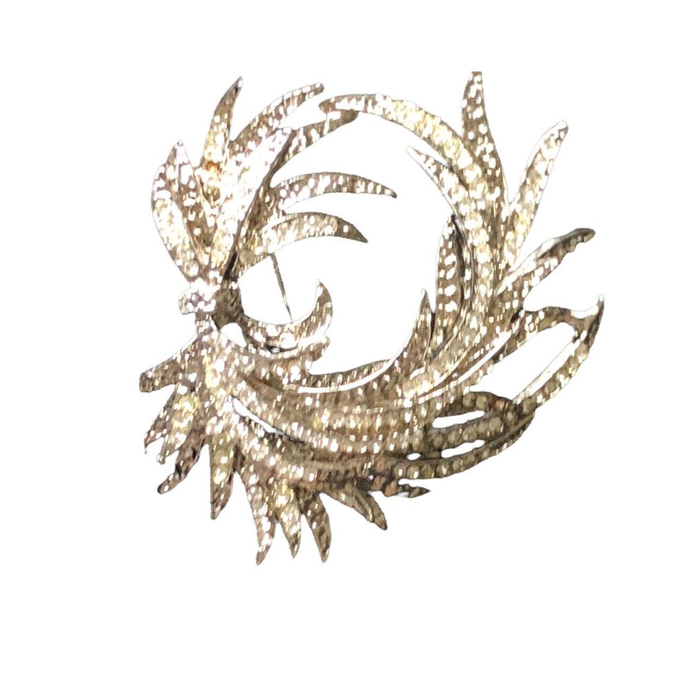 Vintage Signed 1877 Large‎ Rhinestones Encrusted Art Nouveau Floral Spray Brooch